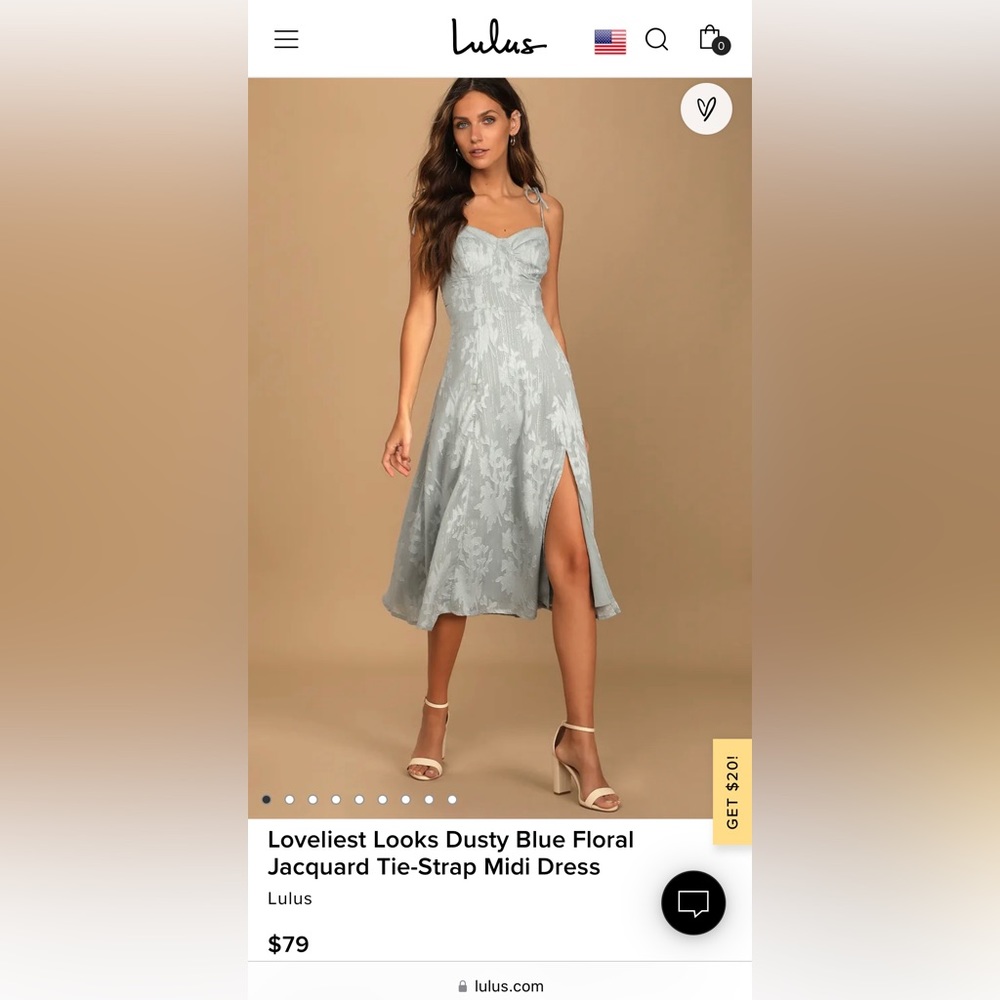 Lulus Loveliest Looks Dusty Blue Floral Jacquard Tie-Strap Midi Dress